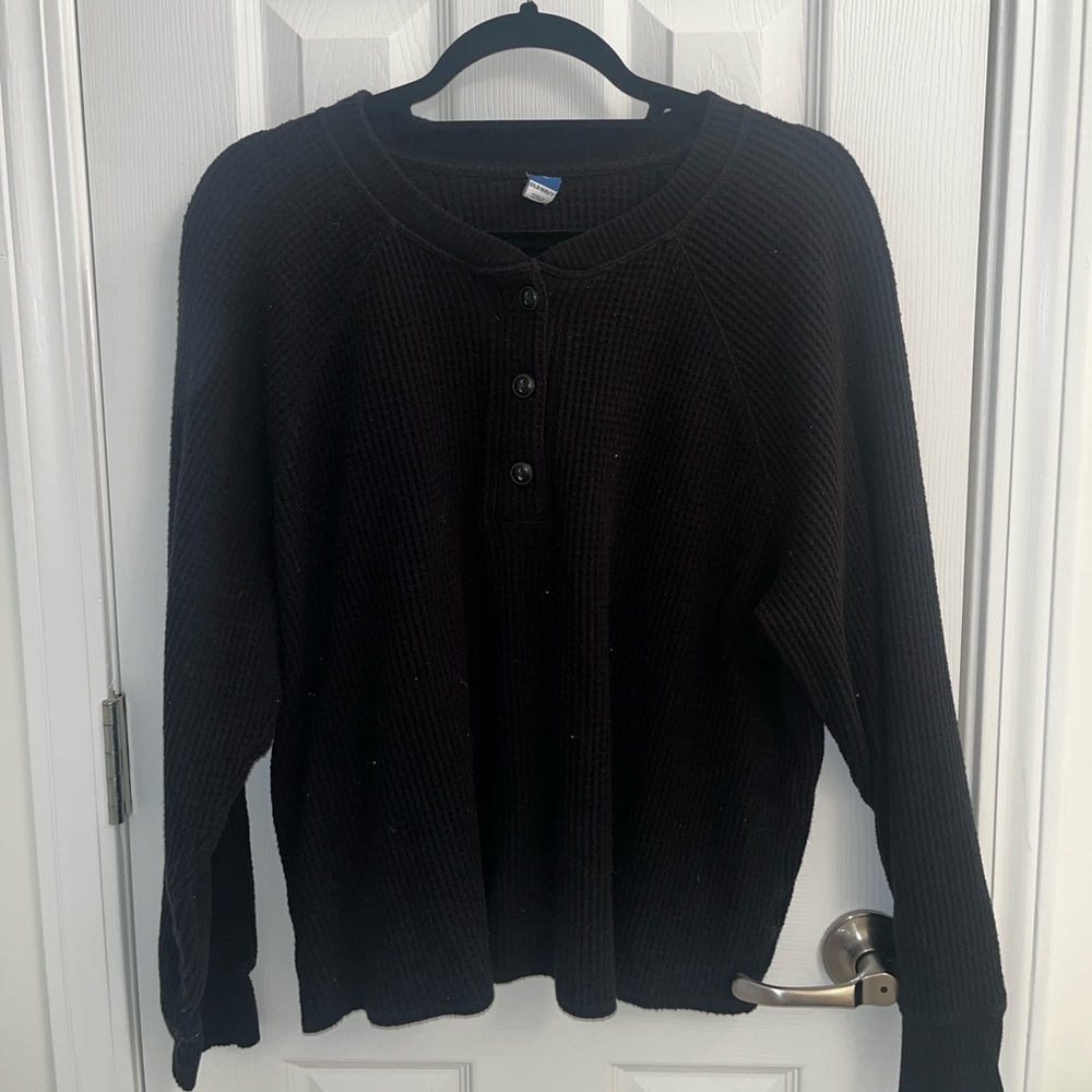 Old Navy Plush Tee Sweater - Black - Large
